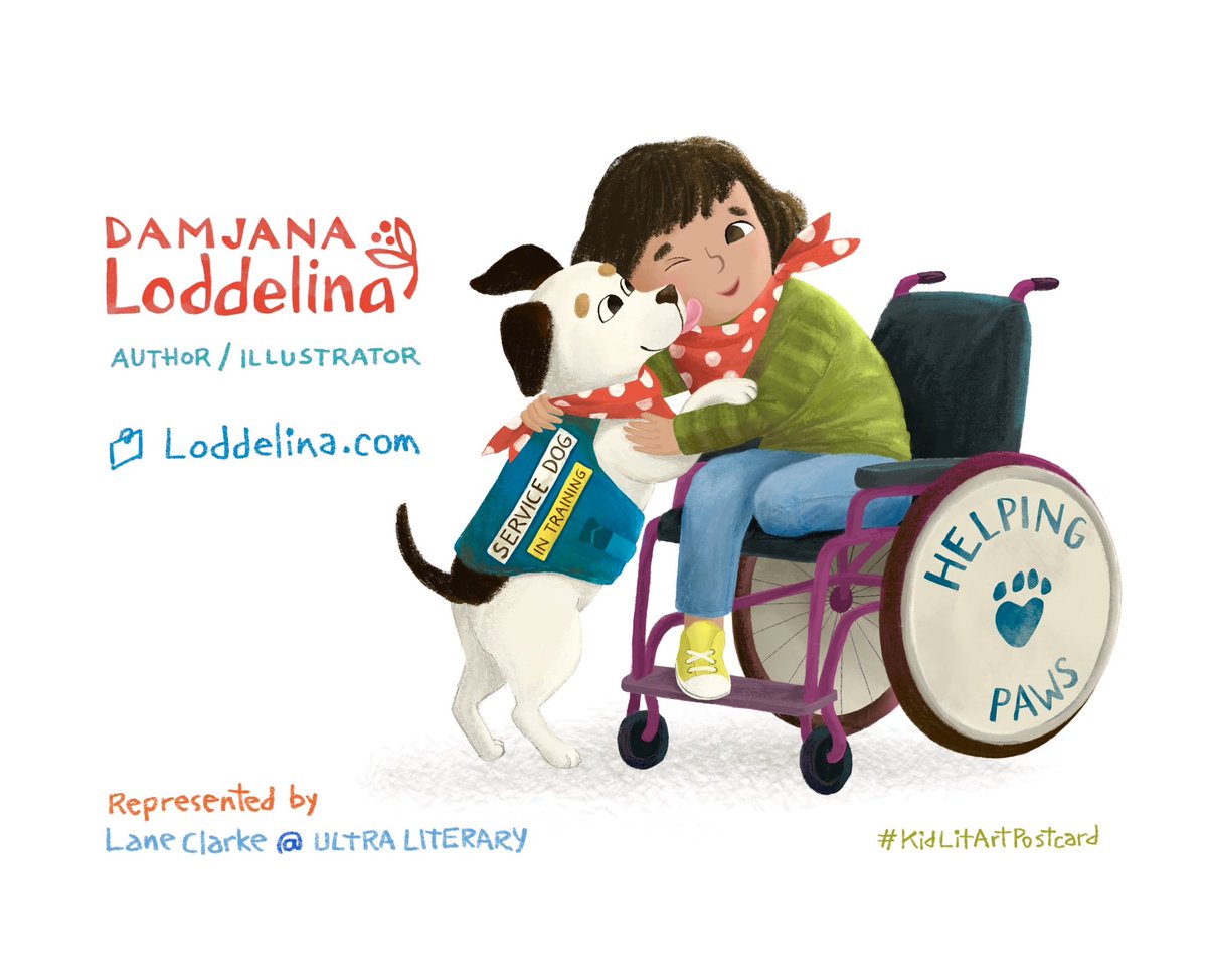 Loddelina's tweet image. Happy #kidlitartpostcard day and #worldbookday !

My name is Damjana and I'm a children's book author/illustrator based in France
- meet my latest character, Moxie the service dog and check out my other work at Loddelina.com 🌸
Represented by @lanewriteswords