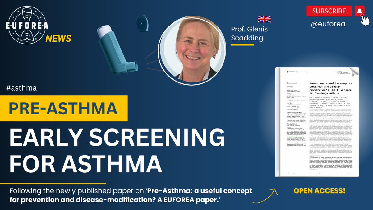 🫁 Can pre-asthma be diagnosed, and if so can it lead to the prevention of real #asthma in predisposed individuals? Special interview with Prof. Glenis Scadding @AllerGKS, author of the recently published paper in @FrontiersIn on Pre-Asthma! 📺 youtu.be/0yfuI1ScudM?si…