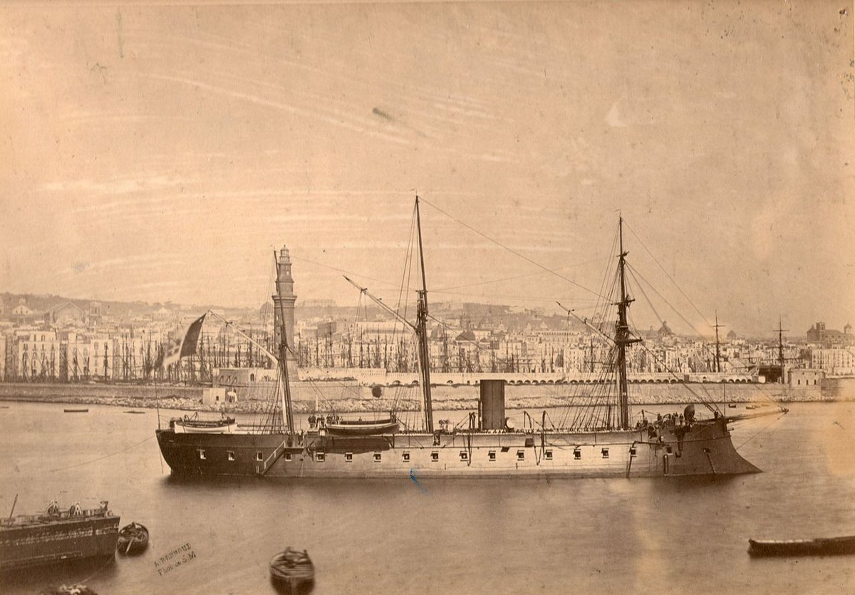 The Regina Maria Pia class ironclads were built for the Regia Marina in French Yards. Battle of Lissa 1866, long careers, last Castelfidardo 1910. naval-encyclopedia.com/industrial-era… #regiamarina #italiannavy #ironclad #castelfidardo #ancona #sanmarino #battleoflissa