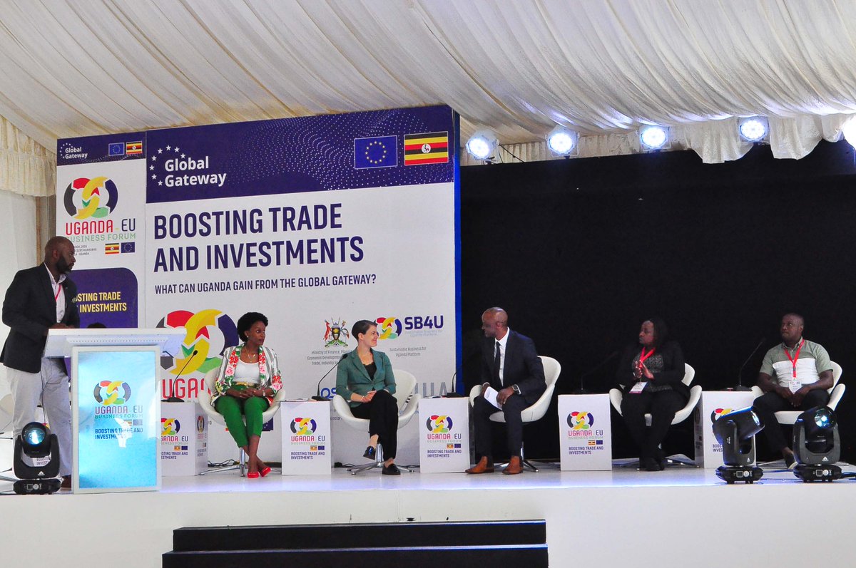 ugandainvest's tweet photo. The esteemed panel currently discussing the opportunities and challenges of funding Ugandan MSMEs' expansion initiatives is on stage at the #UEUBF.
@EUinUG @DKinUganda @rggoobi @aBiDevtFinance   @newmanfoodsltd @HonAniteEvelyn @Rwakakamba @mukiza_robert @GovUganda @GCICUganda https://t.co/fmakYJrMEP
