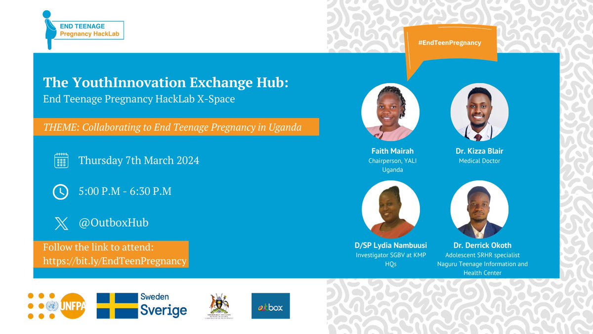 OutboxHub's tweet photo. In Uganda, 24% of girls aged 15-19 are either pregnant or have had a child by the average age of 19.42. The #teenagepregnancy crisis in Uganda is alarming and demands our attention.

Join us for a X-Space as we discuss collaborative efforts to #EndTeenPregnancy. https://t.co/Q6J907dkHS