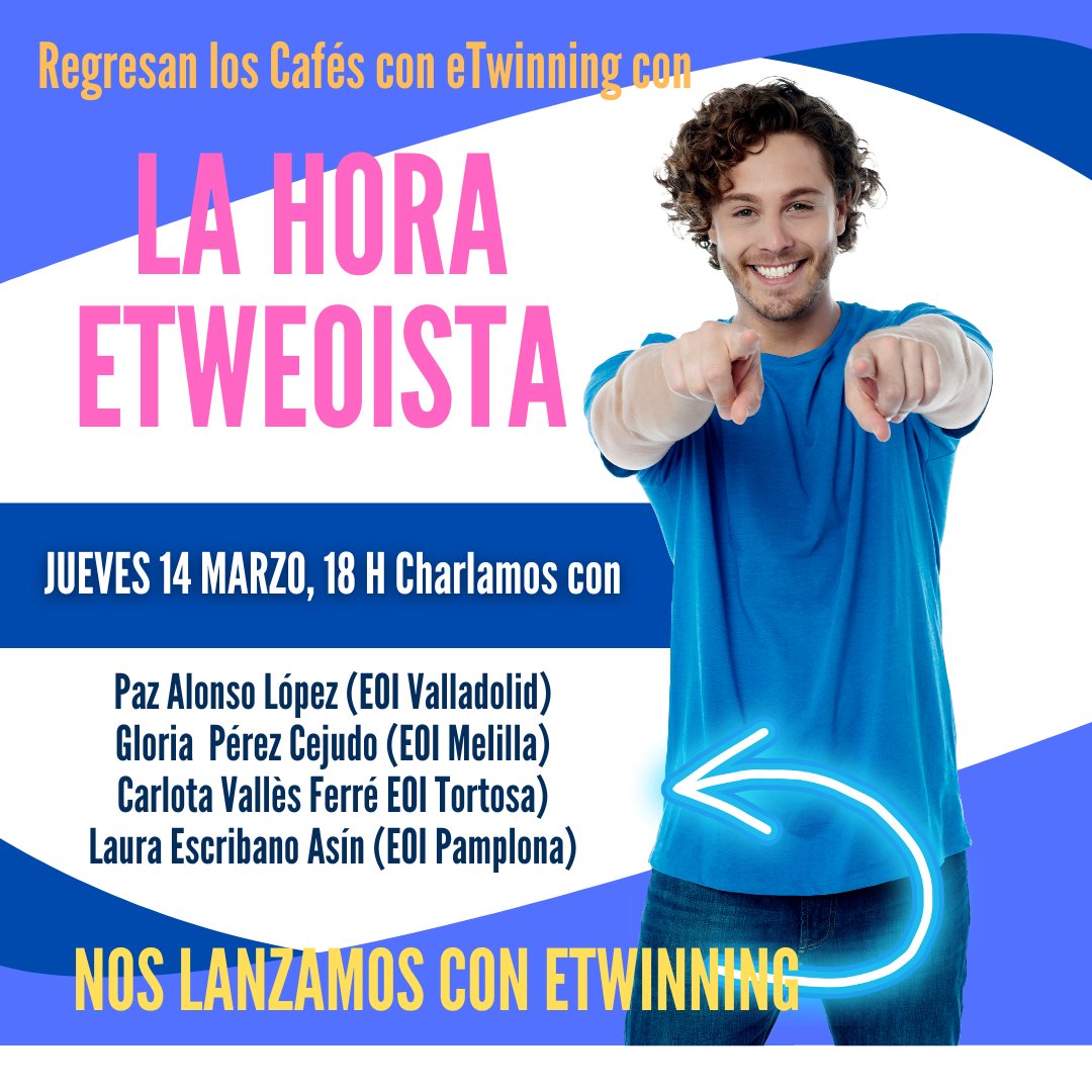 GPaltor54885's tweet photo. 📢📢¡ATENCIÓN @eoistas! Desde el #GrupodeescuelasconectadaseneTwinning os animamos a LANZAROS en eTwinning. Si tienes curiosidad, si quieres saber más, si no sabes cómo empezar,  o continuar, no te pierdas este primer webinar del nuevo ciclo: 👇👇

🔗https://t.co/ie8Qhf3Pc0 https://t.co/Wi44J2Paq7