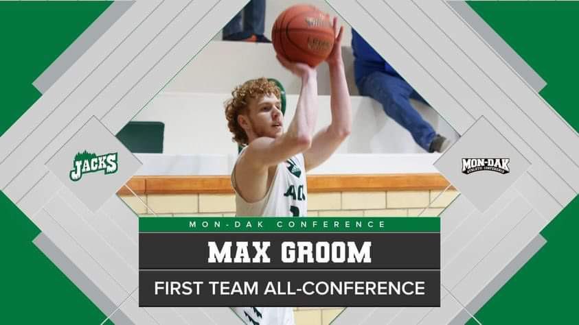 Congrats to Soph Guard Max Groom on 1st Team All Conference in the MonDak. Minot State got themselves a heck of a player for 24/25! Max was 2nd in 3pt% in the nation as a Freshman, second player in DCB history to score 1,000pts and set the single season record for pts scored.
