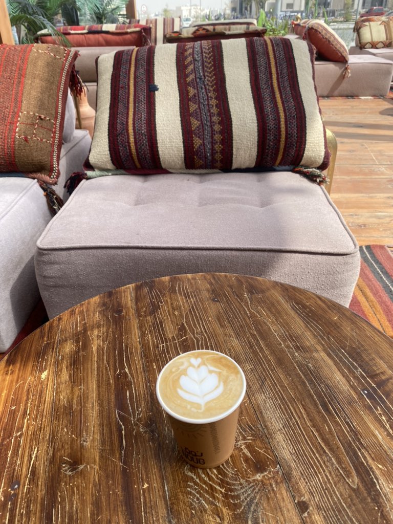 Enjoying my mid-day Camel Milk flat white. Many firsts here in Riyadh! #noug