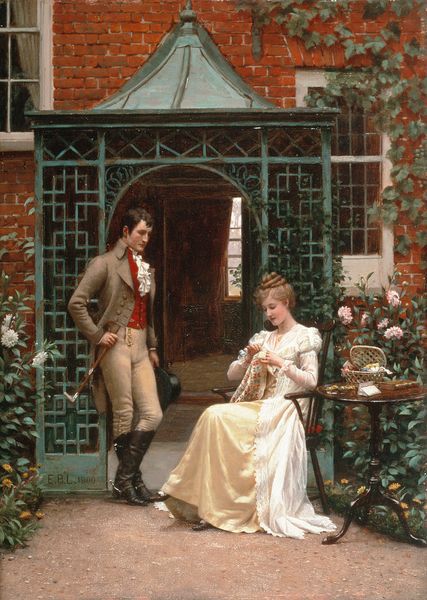 On the Threshold (1900) by Edmund Blair Leighton (English artist, lived 1852–1922). “Tis better to have loved and lost Than never to have loved at all.” ― Alfred Lord Tennyson, In Memoriam