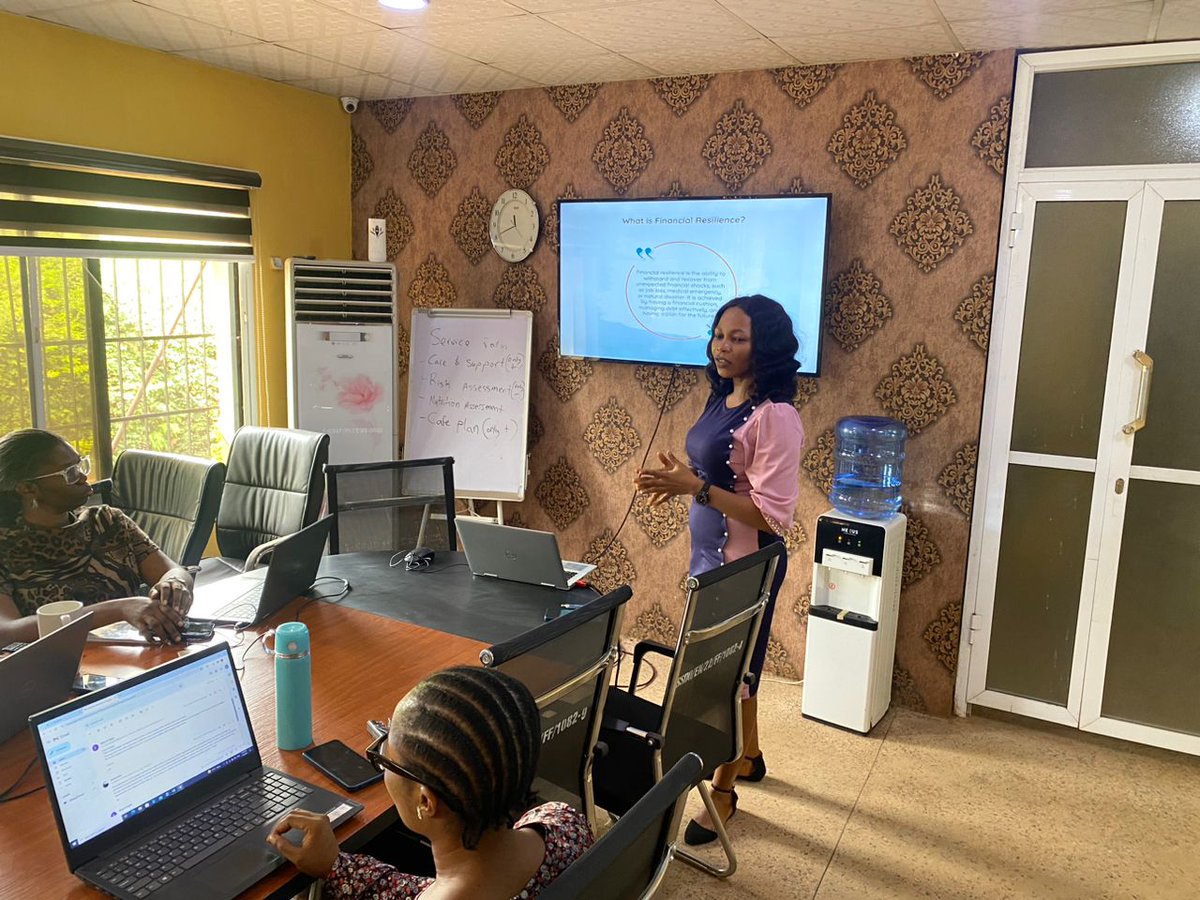 southsaharan's tweet photo. @southsaharan Finance Manager, Udoamaka Okoye, @treasured4real, conducted a step-down training for staff on financial resilience and mental wellness. The training covered budgeting, savings, investment, debt &amp; stress management

Funded by @FordFoundation 

#MentalHealthAwareness https://t.co/bRwcBL0AiC