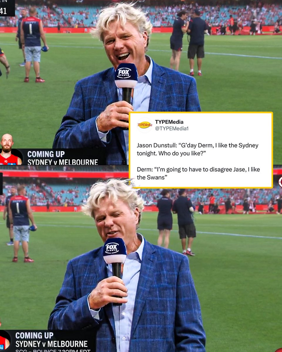 Nothing says football is back like Derm going full AFL LIVE 04 😂 #AFLSwansDees