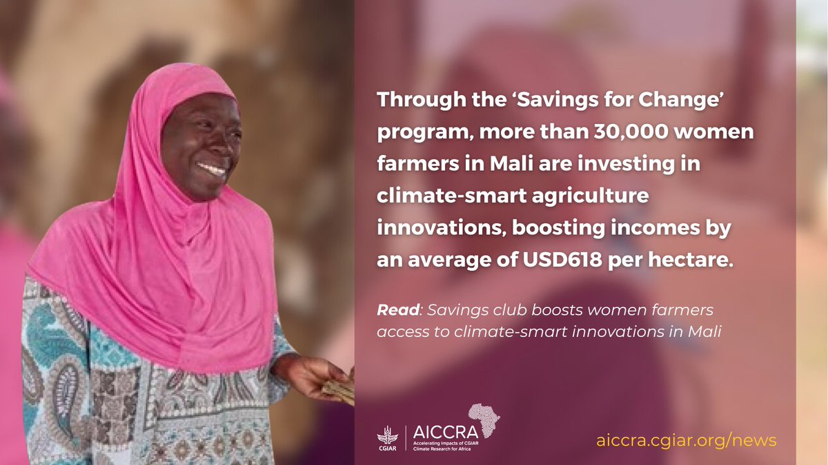 💰 In #Mali, a community-based savings group supported by AICCRA and partners is boosting women farmers' use of climate-smart innovations through accessible finance.

Read this story &amp; more in a special compilation for #IWD2024: bit.ly/AICCRA_IWD2024