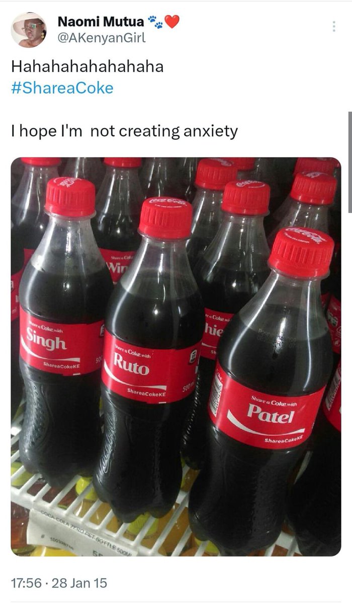 AKenyanGirl's tweet photo. The debate: is copy-pasting an ad campaign a good thing, should brands do it?
Toothpaste vs Coca-Cola.
Some argue that the #ShareaCoke campaign was almost 10 years ago, and a whole generation never experienced it.
#Adworld
#MarketingDigital
#AdvertisingCampaigns https://t.co/i0hqSvJFSR