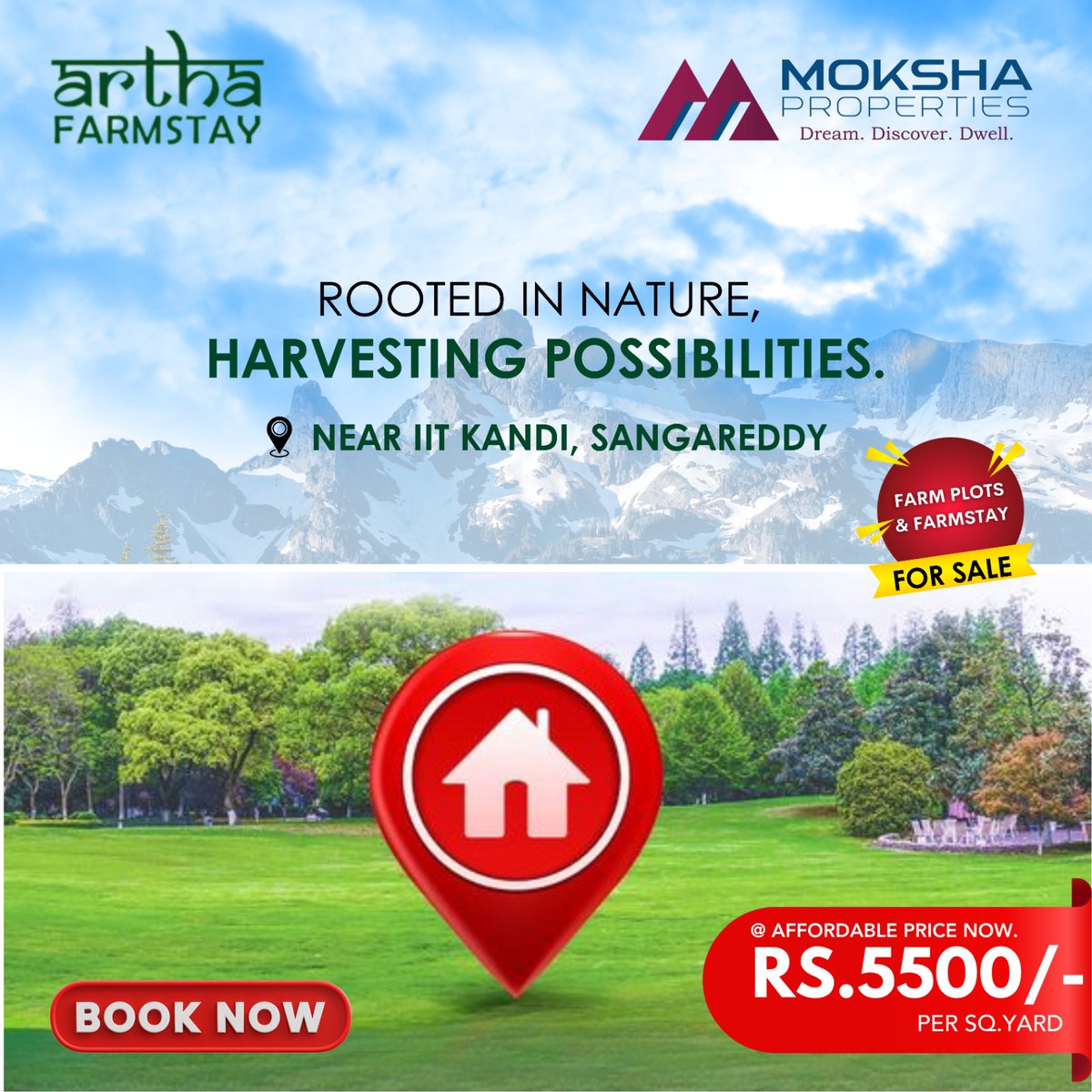 🌾 Embrace the beauty of rural living with farm plots and farmstay for sale near IIT Kandi, Sangareddy, brought to you by Moksha Properties! 

#MokshaProperties #FarmPlotsForSale #RuralLiving #AffordablePrices #Sangareddy #AffordableLuxury #residentialplotsforsalenearme #openland