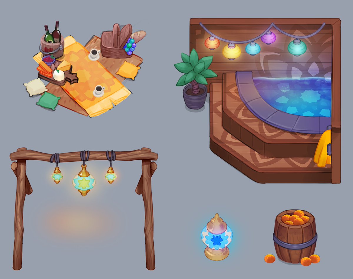 MoonlightPeaks's tweet photo. We’re working on a little Summer Decoration set! Concepted by @BrendavanVugt 💜

Which other styles should we add? 🫶🏼

#MoonlightPeaks #ConceptArt https://t.co/y1I5ENyrRD