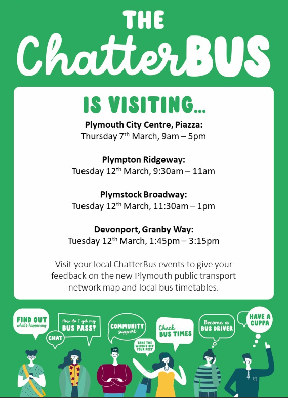 plymouthbus's tweet photo. #ChatterBus is on the Piazza, Plymouth City Centre 0900-1700 today as part of the Plymouth Enhanced Bus Partnership.
Come and see us about exciting developments in bus and travel information.
Don't miss this chance to engage with us! We hope to see you!
https://t.co/OIen74kr5p https://t.co/Zsslsrtfmk