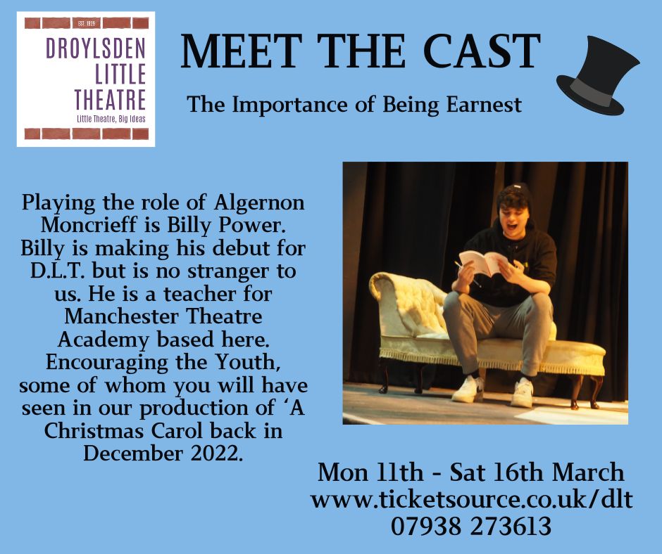 Droylden Little Theatre 🎭 (@dlittletheatre) on Twitter photo #meetthecast... Billy Power of <a href="/ManchesterThea2/">Manchester Theatre Academy</a> is our Algernon.
#amdram #ticketsforatenner #droylsden #supportlocal #meetthecast... Billy Power of <a href="/ManchesterThea2/">Manchester Theatre Academy</a> is our Algernon.
#amdram #ticketsforatenner #droylsden #supportlocal