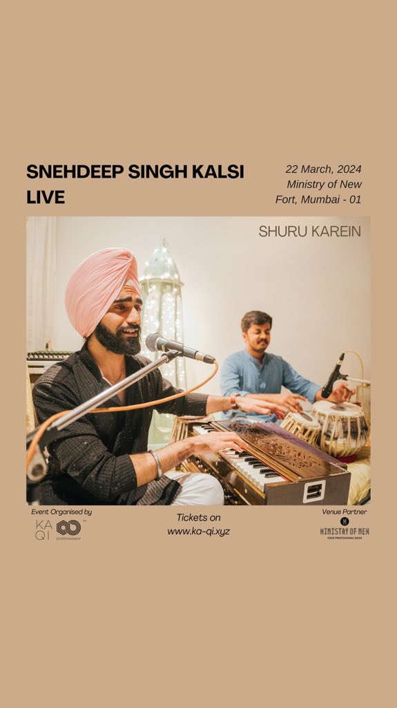 #ShowAnnouncement - Performing in Mumbai 22nd March Friday 7PM at Ministry of New Ticket Link : rzp.io/l/shuru-karein #Live #Ghazal #Folk #Sufi #Mumbai #Concert