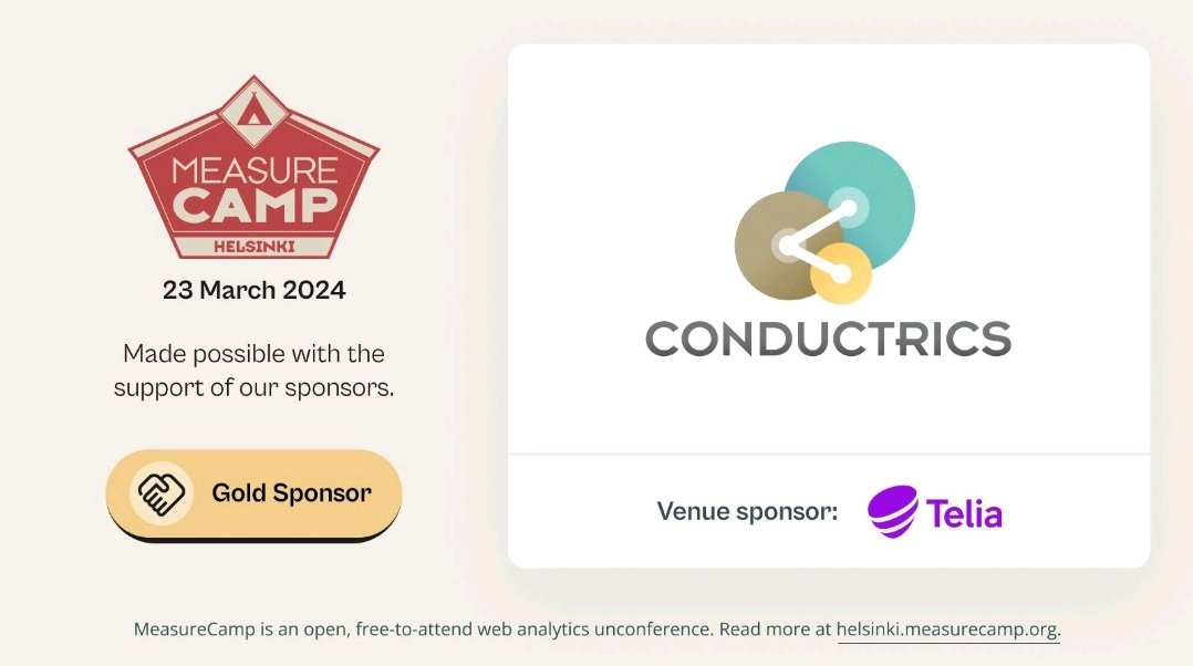 MeasureCampHeL (@measurecamphel) on Twitter photo We're happy to announce <a href="/Conductrics/">Conductrics</a> as our first Gold Sponsor 🥇
Conductrics empowers top brands with scalable decision-making, cutting technical legacy debt & and enhancing enterprise-wide data intelligence.
Learn more about them: conductrics.com We're happy to announce <a href="/Conductrics/">Conductrics</a> as our first Gold Sponsor 🥇
Conductrics empowers top brands with scalable decision-making, cutting technical legacy debt & and enhancing enterprise-wide data intelligence.
Learn more about them: conductrics.com