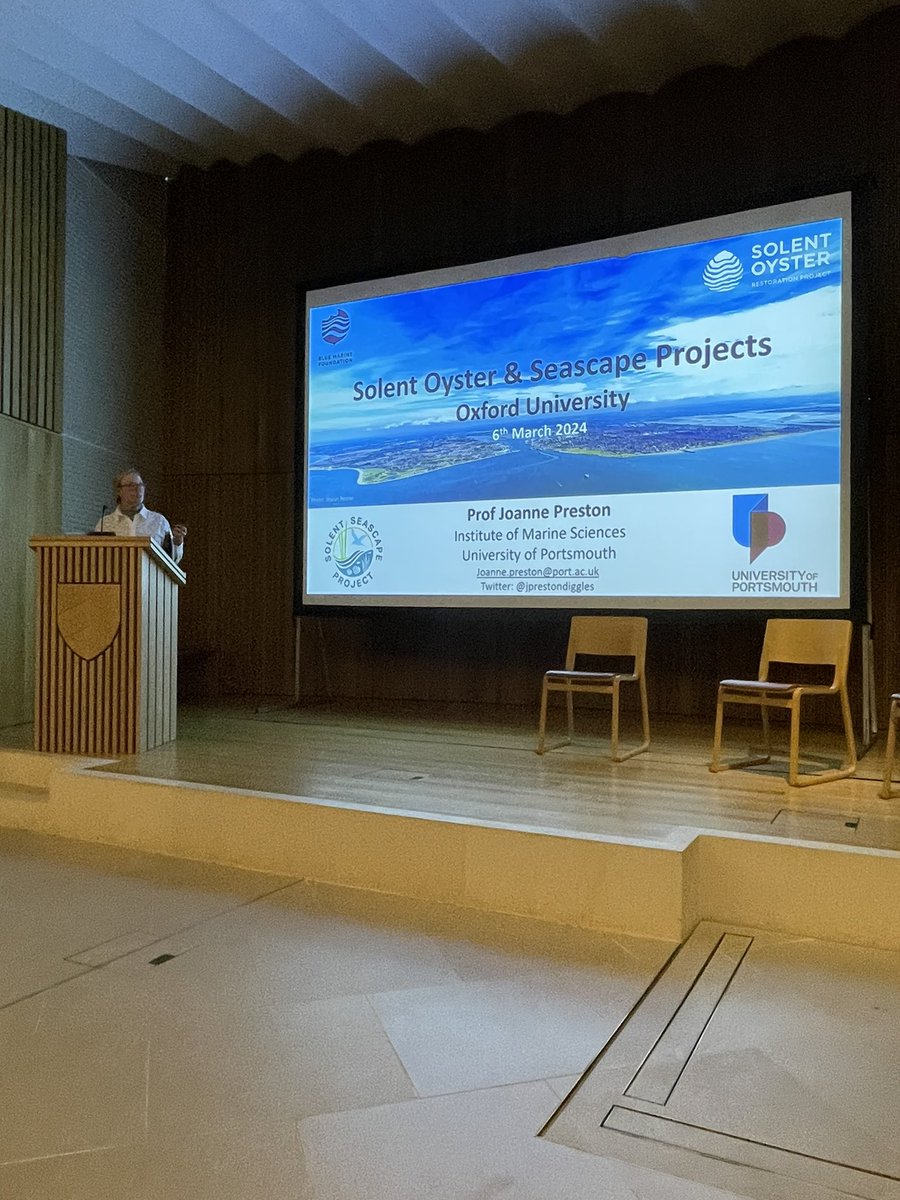 Great to hear an update yesterday at @OxfordSeaEcoLab from the wonderful @JPrestonDiggles Jo spoke about the pioneering #seascape restoration work being done in the Solent. I encourage everyone to follow the progress of this project at @solentseascape. #GenerationRestoration