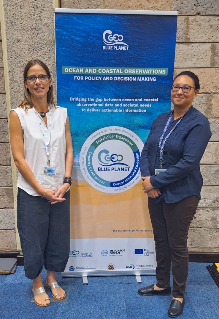 Dr. Jenny Veitch & Ms. Nicole du Plessis in Kenya United Nations Office Nairobi @GEOBluePlanet Workshop Ocean 4-7 March 2024. Identifying priorities & requirements in ocean observations & prediction to address challenges of coastal sustainability in Africa @UNESCO @DSI @NRF_News