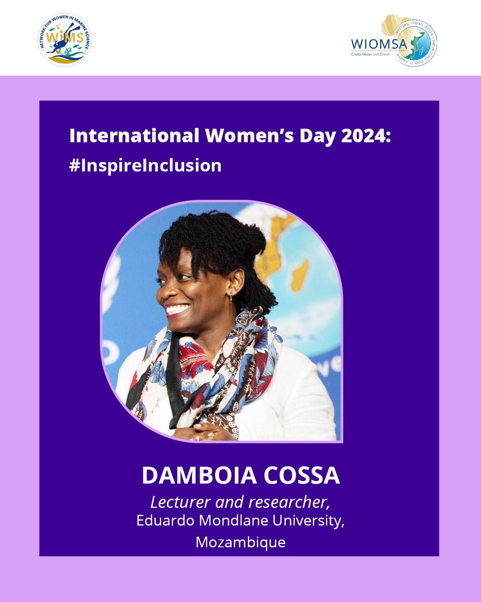 Day 4 of the WiMS Women in Ocean Science feature! Damboia Cossa is a recognised seagrass specialist who is also a PhD candidate, lecturer and researcher in the Department of Biological Sciences at the Eduardo Mondlane University, Mozambique.