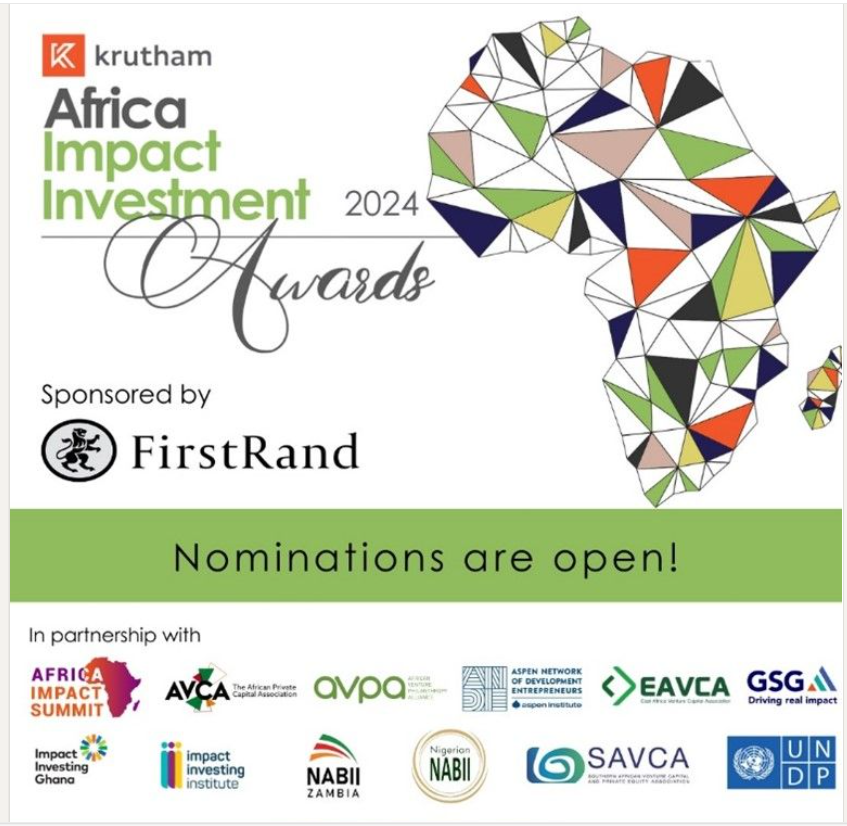 NAB_Zambia's tweet photo. Exciting News!๐Nominations for the 2024 Africa Impact Investment Awards #AIIAs are now OPEN! NABII is thrilled to partner once again with @kruthamX - @intellidex for the 2024 AIIAs.
Nominate/Apply here https://t.co/pYOEFWKYci
Deadline: April 7, 2024. https://t.co/UAknI6S604