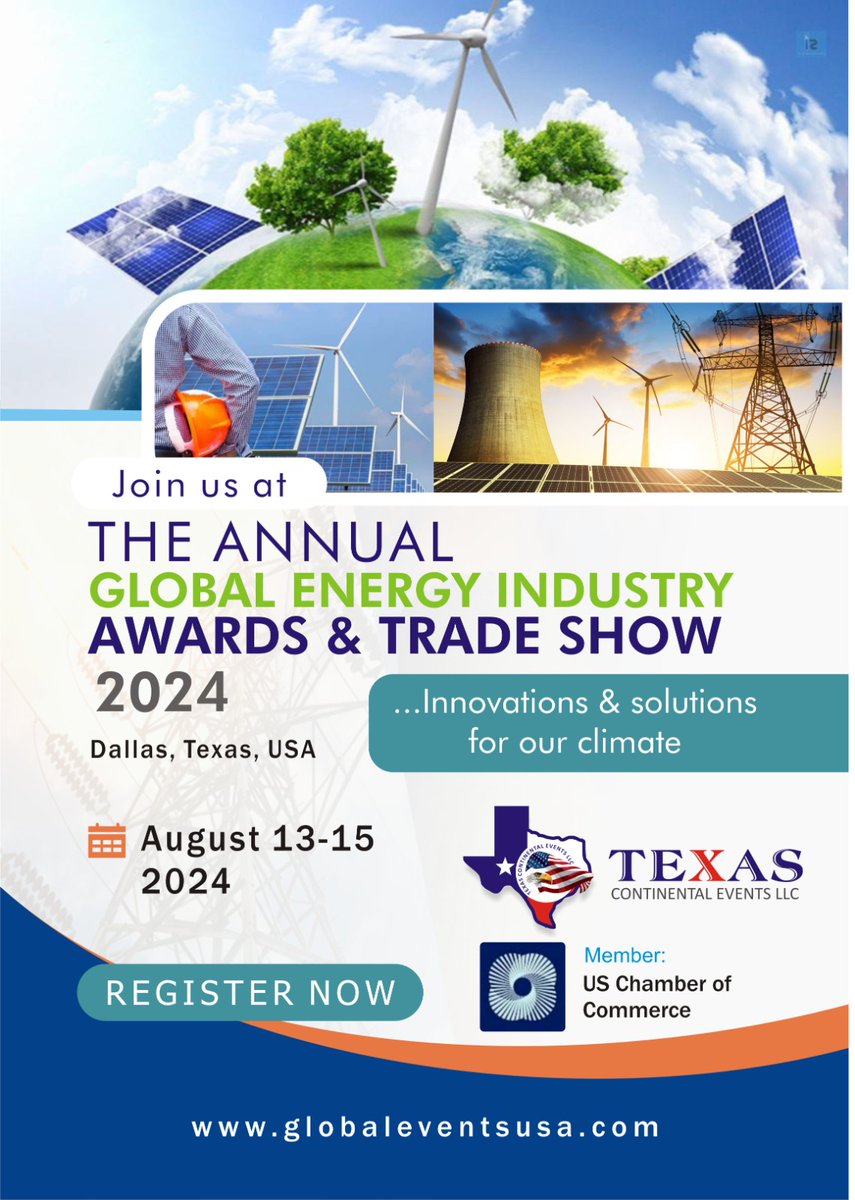 Join us from August 13-15, 2024, in Dallas, Texas, USA, for the Global Energy Industry Awards and Tradeshow. Showcase your presence at the forum. Partners and marketing agents are needed worldwide. Contact us via email at event@globaleventsusa.com