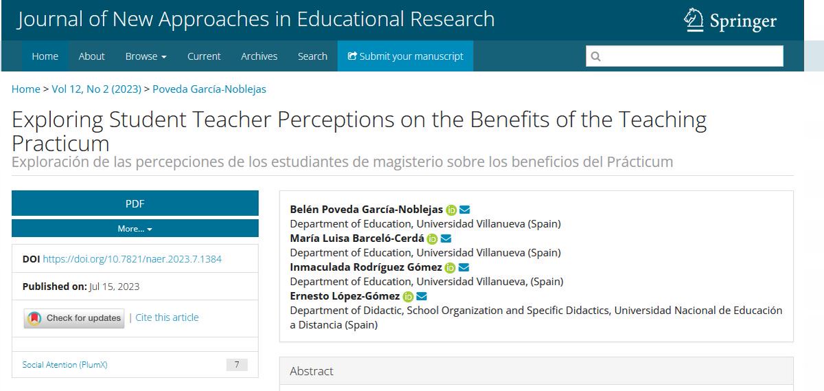 NAERJournal's tweet photo. 12 (2) Exploring #StudentTeacherPerceptions on the Benefits of the #TeachingPracticum
By Belén Poveda García-Noblejas María Luisa Barceló-Cerdá Inmaculada Rodríguez Gómez @elopezedu
 
https://t.co/kCEfzHgmfo

cc @EducacionUNED @elsamadridcuv @SpringerNature https://t.co/baeup2iv19