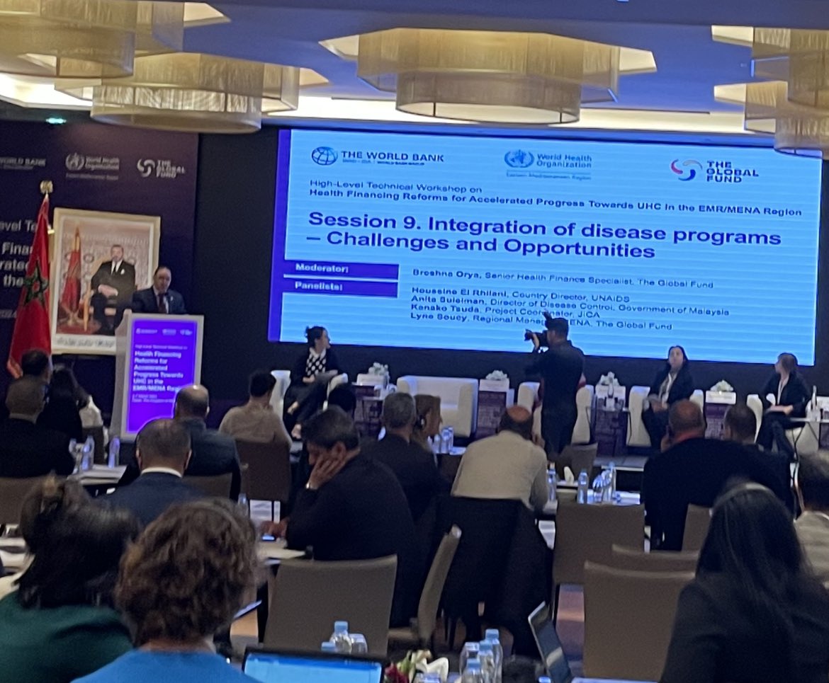 AwadMataria's tweet photo. As part of our inter-agency meeting on #HF in #EMR/#MENA, a special session was organized w partners &amp; other regions to discuss “Integration of Disease Programs” in Hlth Fin

Moderated by great @OryaBreshna 🙏

@GlobalFund 
@UNAIDS
 @jica_direct_en 
#Malaysia
@WHOEMRO
@WBG_Health https://t.co/XiNQh15e6X