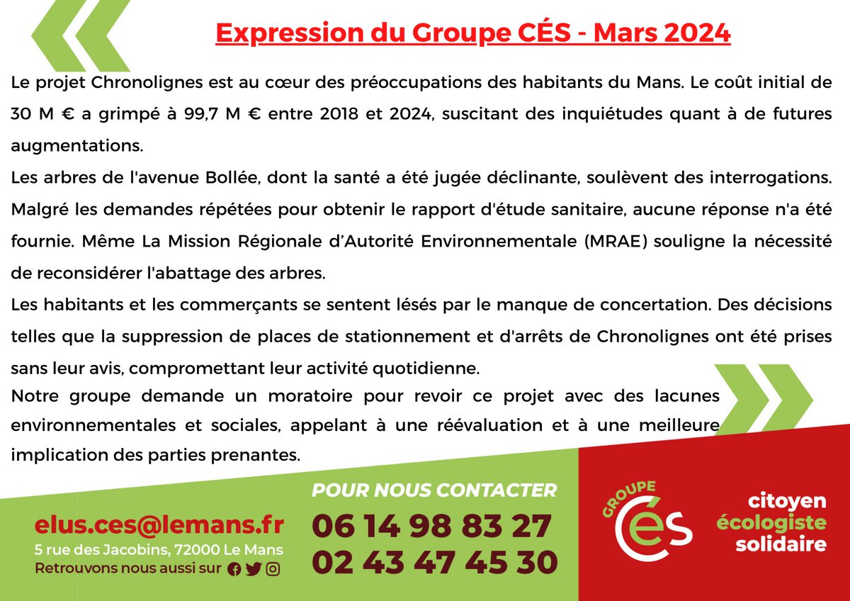 «Groupe Citoyen, Écologiste et Solidaire » Le Mans tweet media