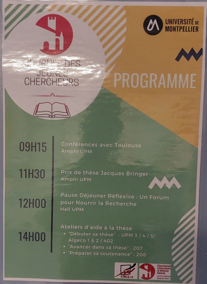 C'est parti pour la 2e Journée des Jeunes Chercheurs du DMG de Montpellier-Nîmes 
Matinée commune avec le DMG de Toulouse