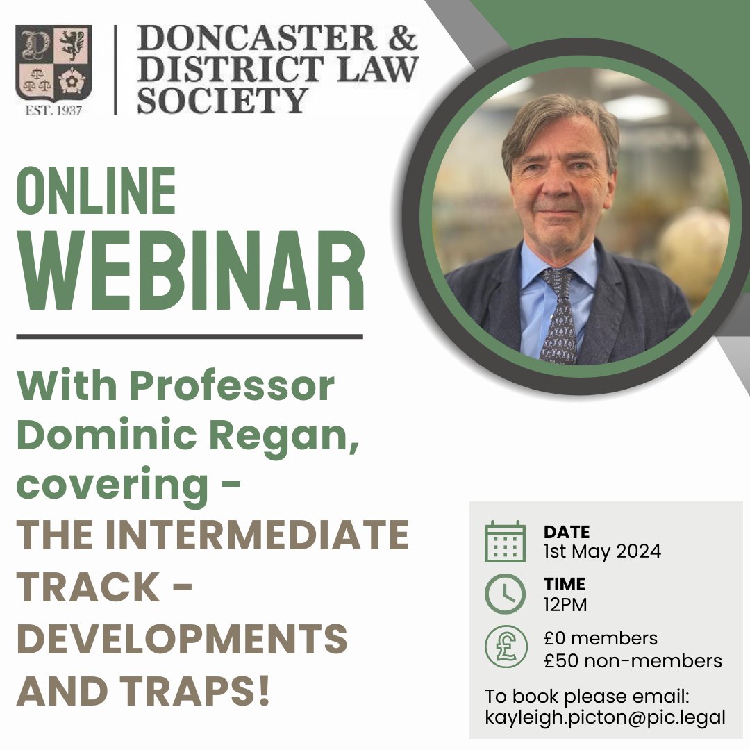 We are excited to to have Dominic Regan talk to us about Fixed Recoverable Costs in the Intermediate Track - Developments and Traps and what this means for you. The training will take place online via Teams on the 1st May 2024 at 12.00pm.
