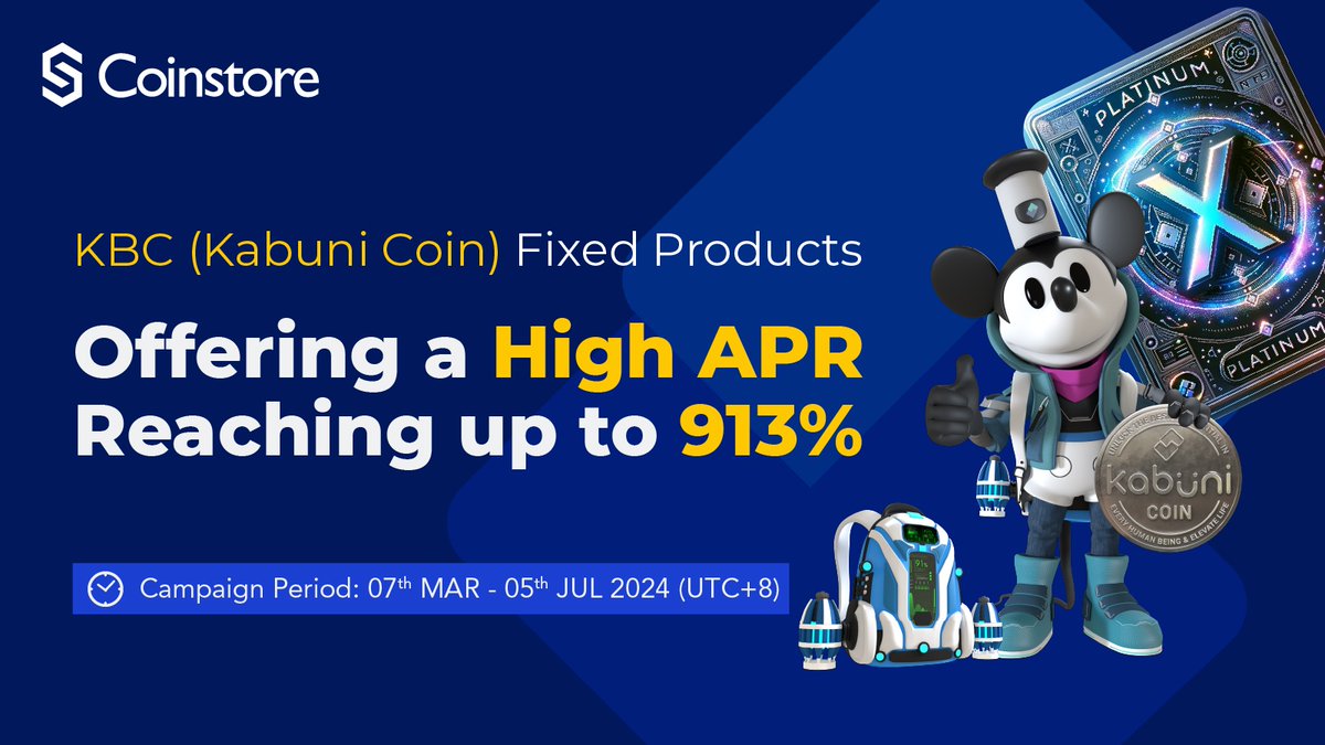 📢 Introducing KBC (Kabuni Coin) Fixed Product！ ⏰ 7th March 2024, 16:00 -  5th July 2024, 18:00 （UTC+8) 🔥 Achieve an APR of up to 913% 🔥 👇 Details  and registration link