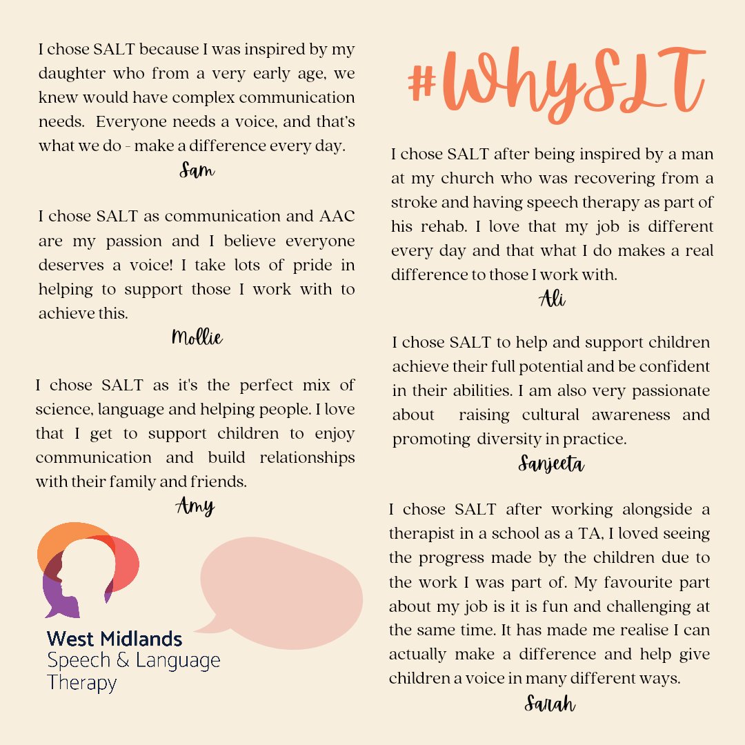 @RCSLT Our Speech and Language Therapists and Therapy Assistants have shared their reasons for #WhySLT 🤗

A range of personal journeys and passions, which showcase the range of reasons why people choose #SLT 

#NationalCareersWeek #slt2be