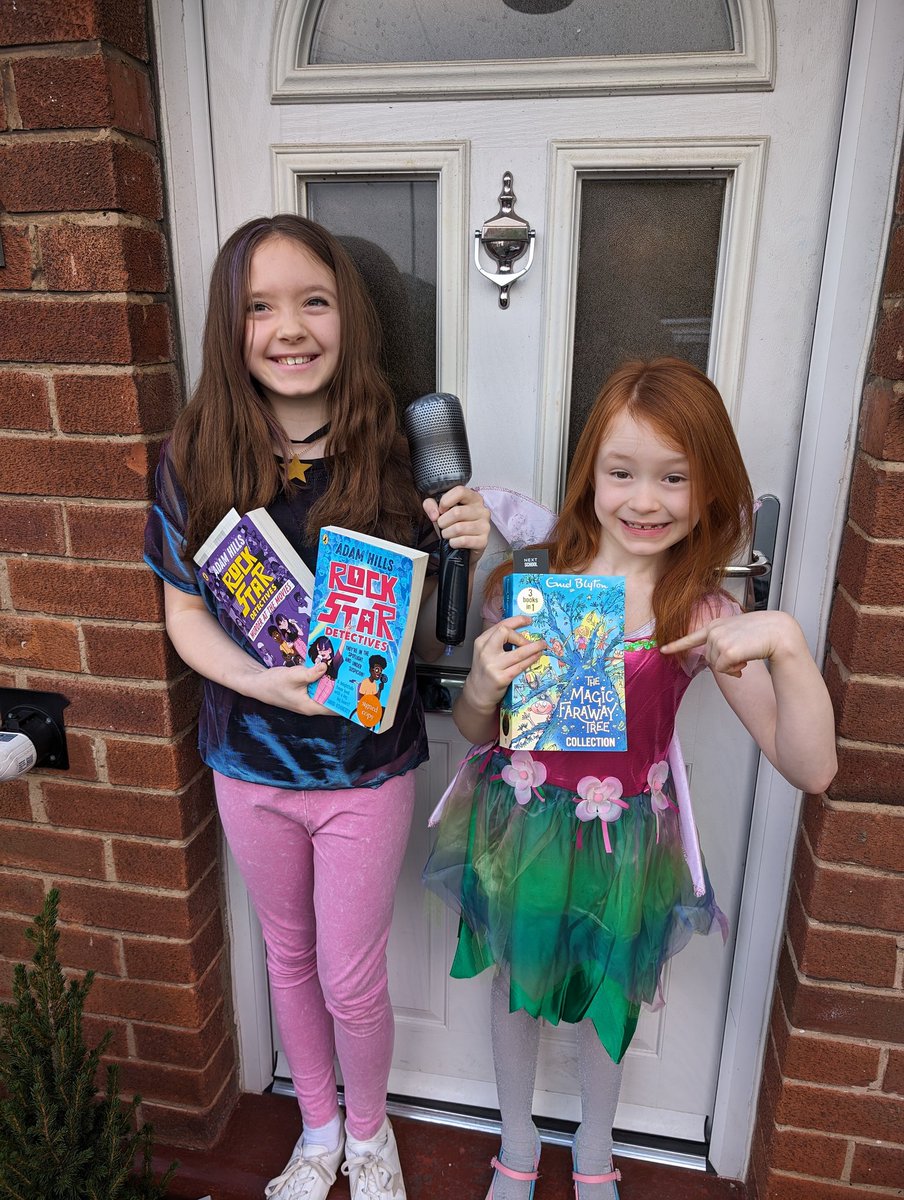 It's #WorldBookDay so here is Evie dressed as Charley from @adamhillscomedy's Rock Star Detectives and Alice as Silky from Enid Blyton's Faraway Tree Books.