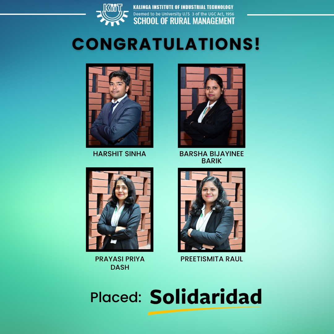 KSRM has fostered analytical and critical thinking for evidence/data-based decision-making for rural issues bringing academia and industries together. Congratulations to our MBA students for their placement at Solidaridad! #ksrmbbsr #AgriBusinessManagement #RuralManagement #MBA