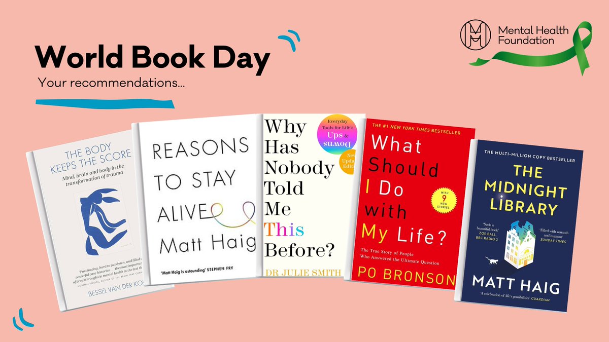 1/ 🧵 For #WorldBookDay, we’re sharing the recommendations you gave about books that have helped your mental health. 📚🫶 Read on for the synopsis of the top five. 👇