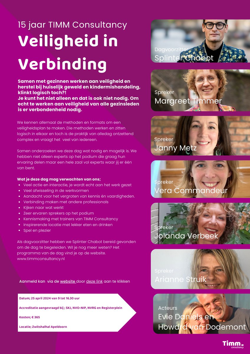 Op het congres 'Veiligheid in verbinding', dat op 25 april georganiseerd wordt, neemt Jolanda Verbeek, behandelaar bij de Waag, je mee in haar ervaringen met het werken met gezinnen. #forensisch #ggz #huiselijkgeweld #veiligheid #kindermishandeling bit.ly/3V9FiBa