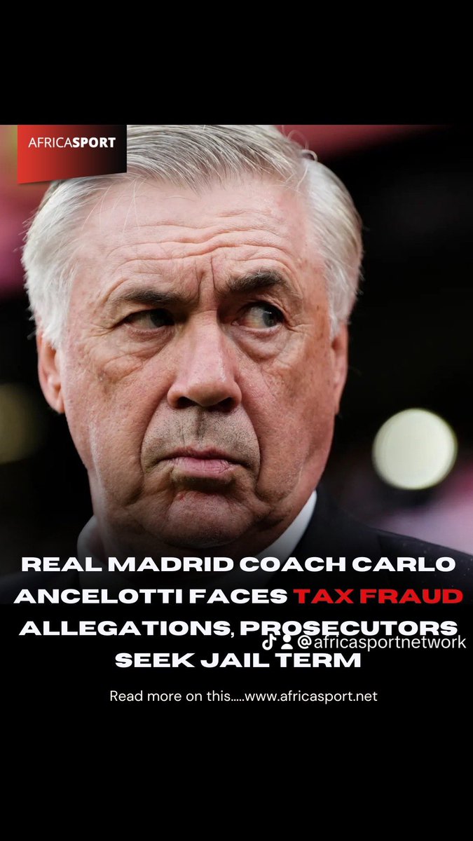 Spanish state prosecutors are seeking a jail term of four years and nine months for Real Madrid coach Carlo Ancelotti, alleging his involvement in
Direct link 🔗 africasport.net/article/footba…

#realmadrid #ancelotti #carloancelotti #football #africasports #coach #taxevation