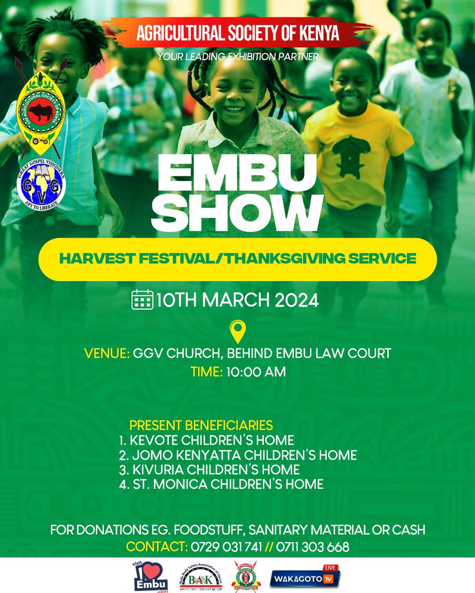 AgriSocietyOfKe's tweet photo. This Sunday, we gather to give thanks and seek blessings for a successful #EmbuShow. Join us on 10th March 2024, for a beautiful tradition that embodies the spirit of community & agriculture. See poster below for more details. #tukutaneembushow https://t.co/DGHSdKQp9Y