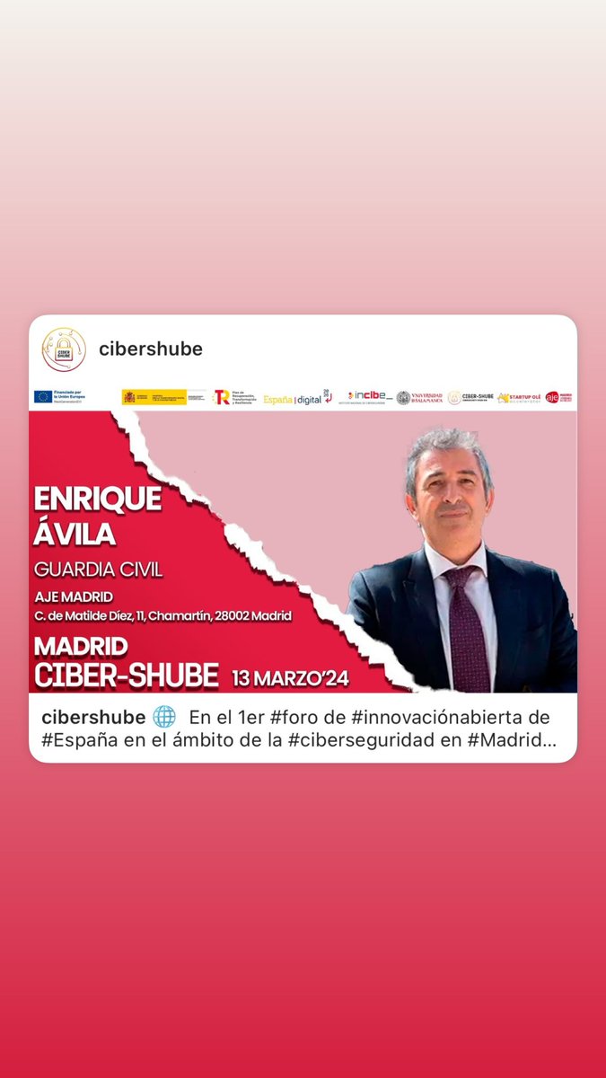 IGC NACIONAL (@_igc_) on Twitter photo 13 de marzo de 2024
📍 : <a href="/ajemadrid/">AJE Madrid</a>
🕓 : 10:00
Cofinanciado por <a href="/INCIBE/">INCIBE</a> y la <a href="/usal/">Universidad de Salamanca</a>
#GuardiaCivil 13 de marzo de 2024
📍 : <a href="/ajemadrid/">AJE Madrid</a>
🕓 : 10:00
Cofinanciado por <a href="/INCIBE/">INCIBE</a> y la <a href="/usal/">Universidad de Salamanca</a>
#GuardiaCivil
