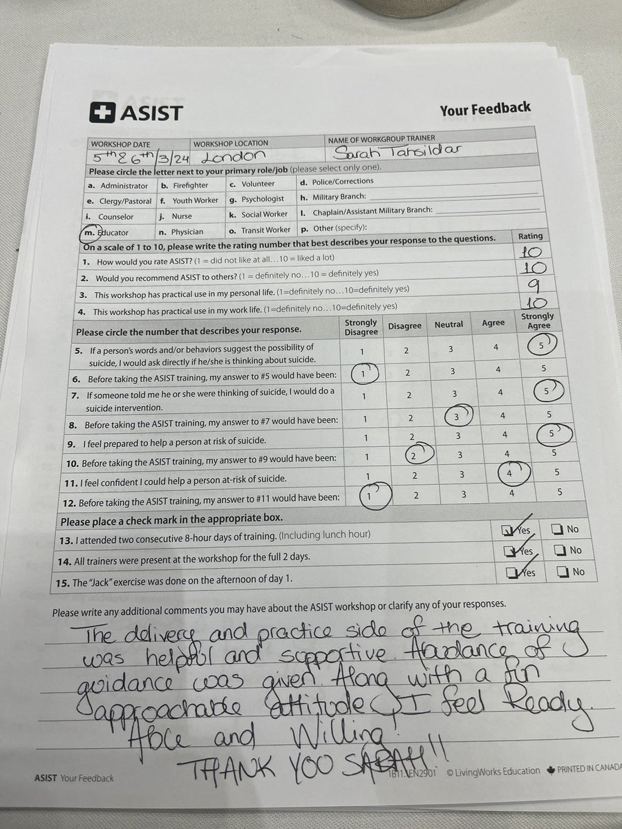 Just look at those smiles! The collective commitment to creating change & making our communities suicide safer was outstanding - and check out the feedback! ‘I ❤️ PAL’ 😬🙌 ASIST brings ppl 2gether & creates an atmosphere of learning that is incredible 💪@LivingWorksAus @THCEPN
