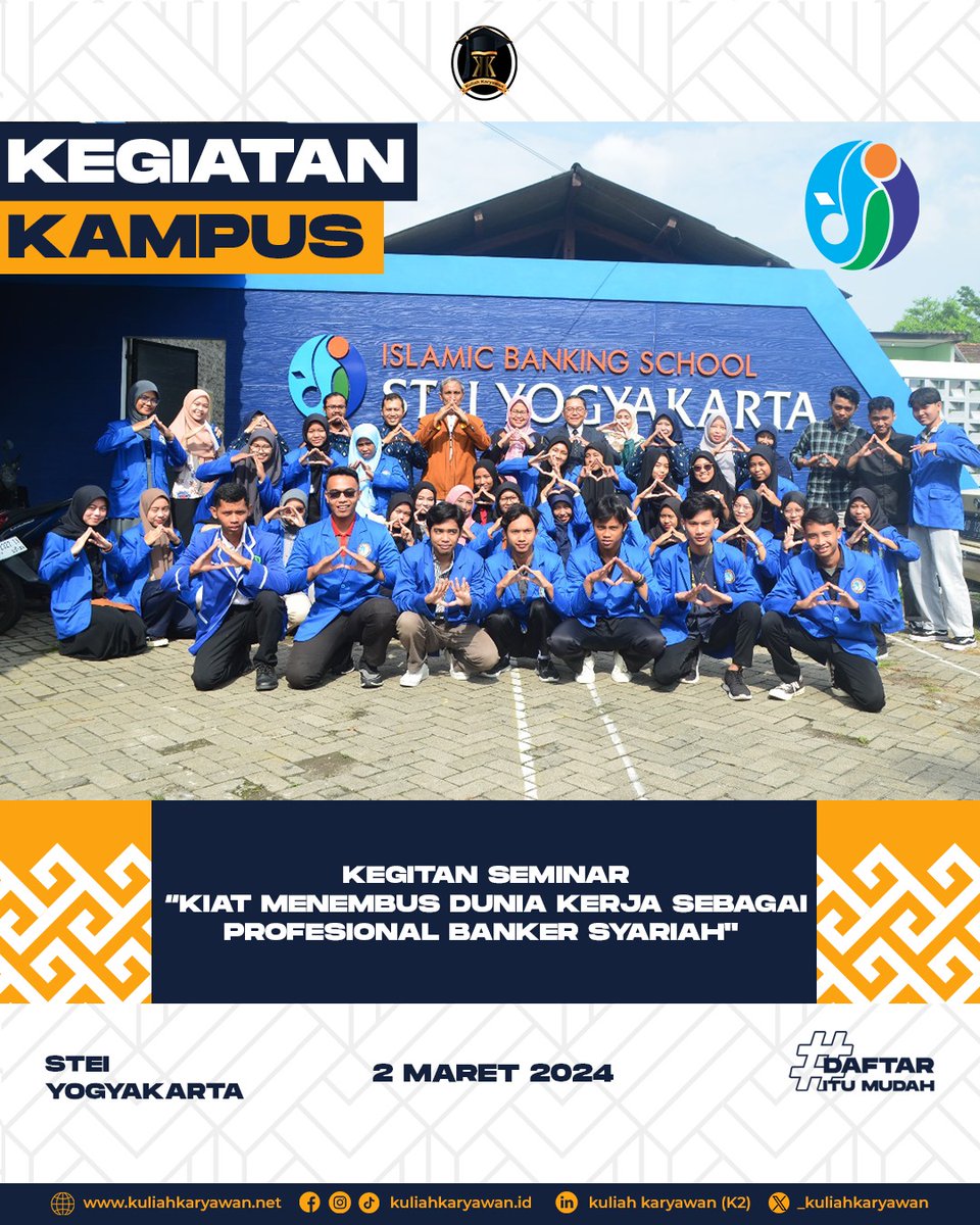 _kuliahkaryawan's tweet photo. Kegiatan Seminar "Kiat Menembus Dunia Kerja Sebagai Profesional Banker Syariah" Kampus STEI YOGYAKARTA
.
Program Studi :
S1 Ekonomi Syariah
S1 Perbankan Syariah
.
Info Pendaftaran Online :
https://t.co/QEUNieHlRW
Info Lebih Lanjut :
08156522096
#kuliah #kelaskaryawan https://t.co/RR0UY02gZR