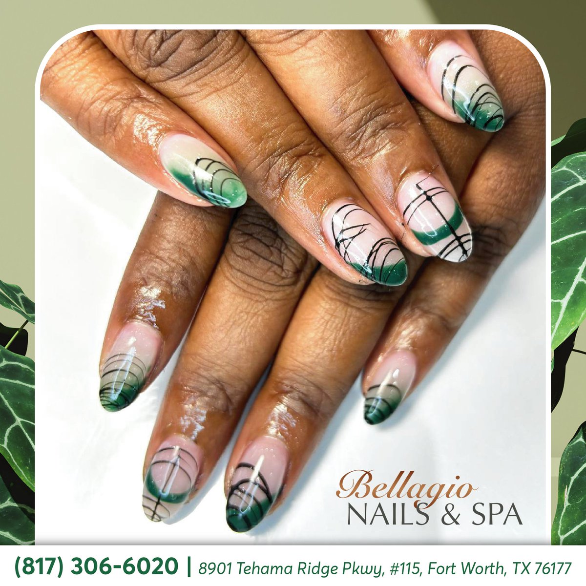 Green French nails meet abstract black flair – sophistication with a creative edge. 💚🖤
#bellagionailspa #bellagiotx #bellagionails #bellagiofortworth #nailsalonfortworth #nailsalontx #nail #nailsoftheday #longnails #naildesign #nailsalonnearme #glitternails #nailsalon