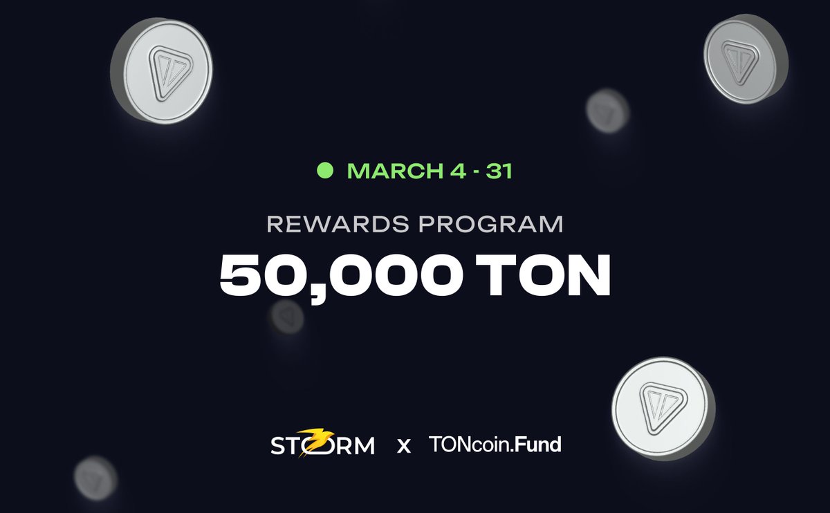 🐳 50,000 $TON - meet the biggest rewards program on Storm Trade

For 4 weeks, starting on March 4, traders and liquidity providers will share a pool of ~$130,000 between them by trading and liquidity providing on Storm.tg.

Retweet this tweet and make sure your