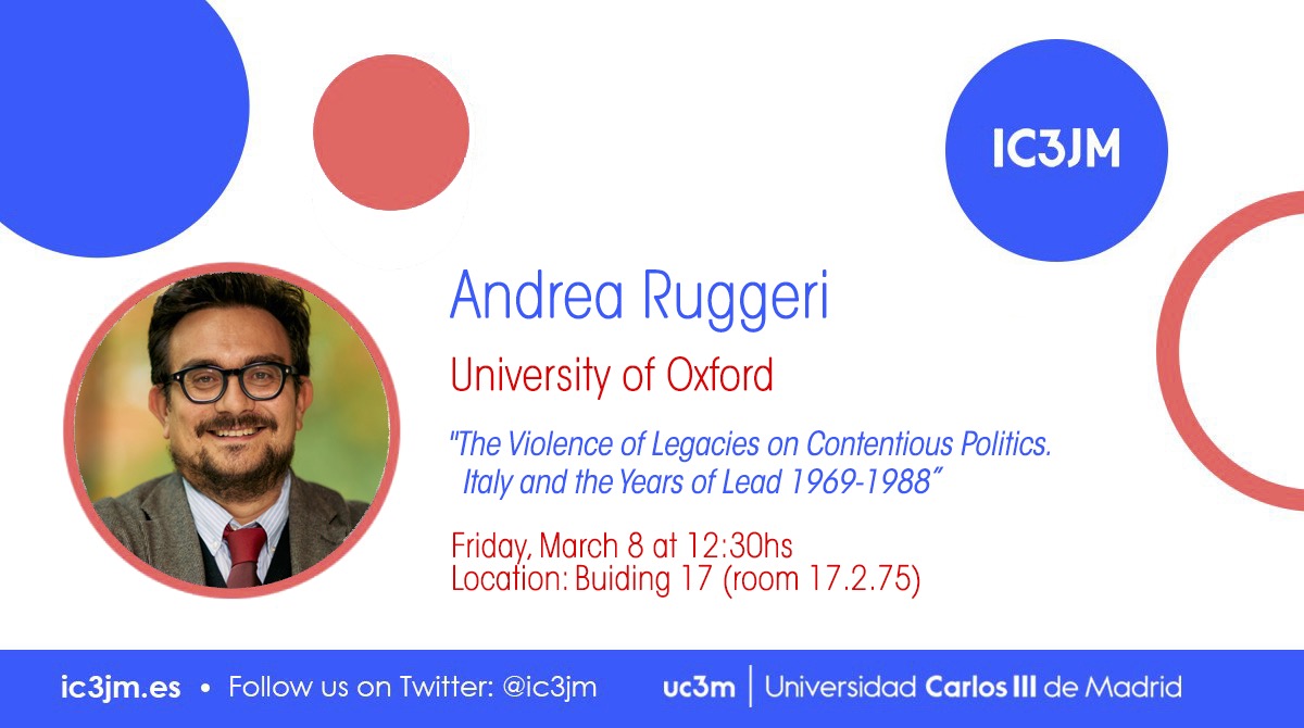 ‼️ Tomorrow, @aruggeri_eu on 'The Violence of Legacies on Contentious Politics. Italy and the Years of Lead 1969-1988' in our Permanent Seminar Series ‼️ Join us at 12.30 -- is open to everyone!!🤗🧐