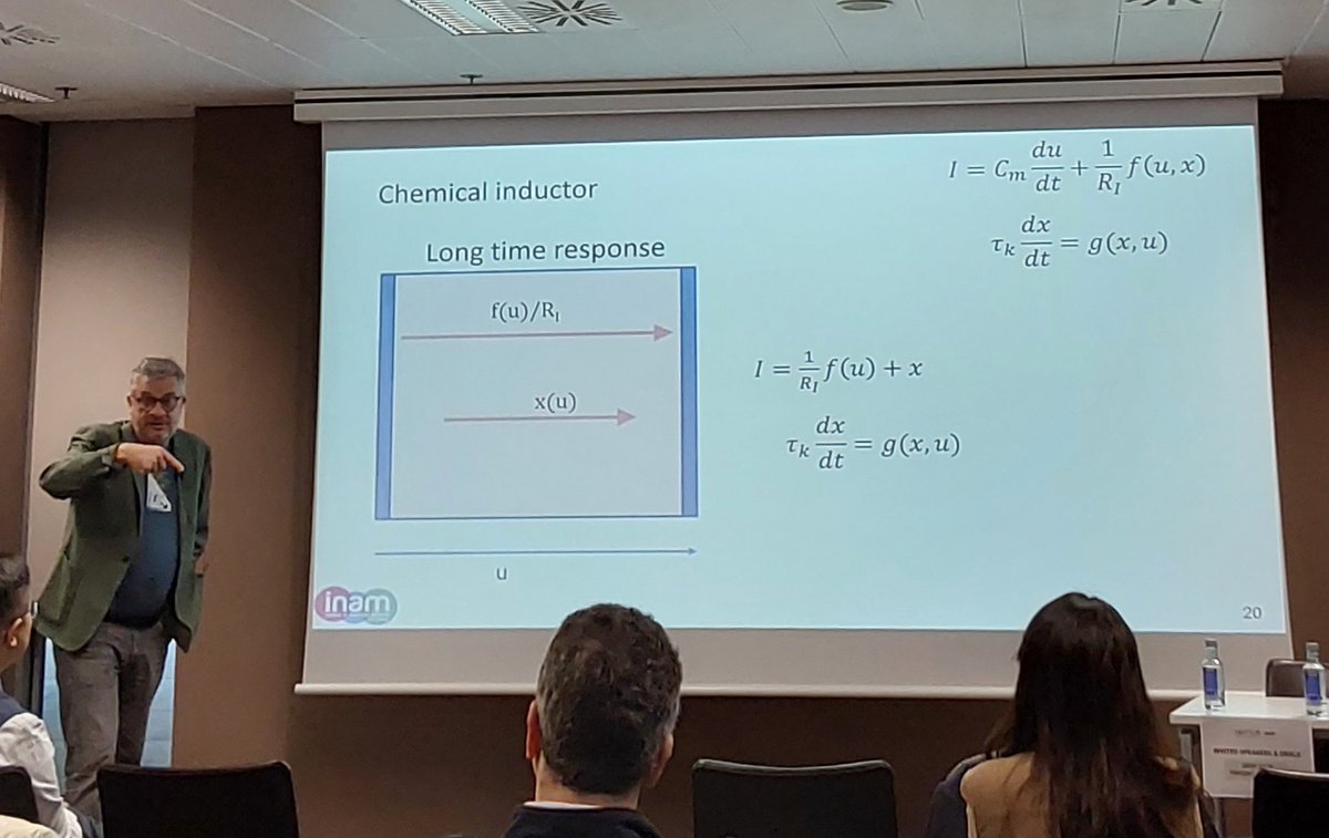 Enjoying the second day at #OPTMS symposia at #MATSUS24 by a talk given by <a href="/physolcell/">Juan Bisquert</a> "Modeling hysteresis in organic electrochemical transistors by diffusion delay".