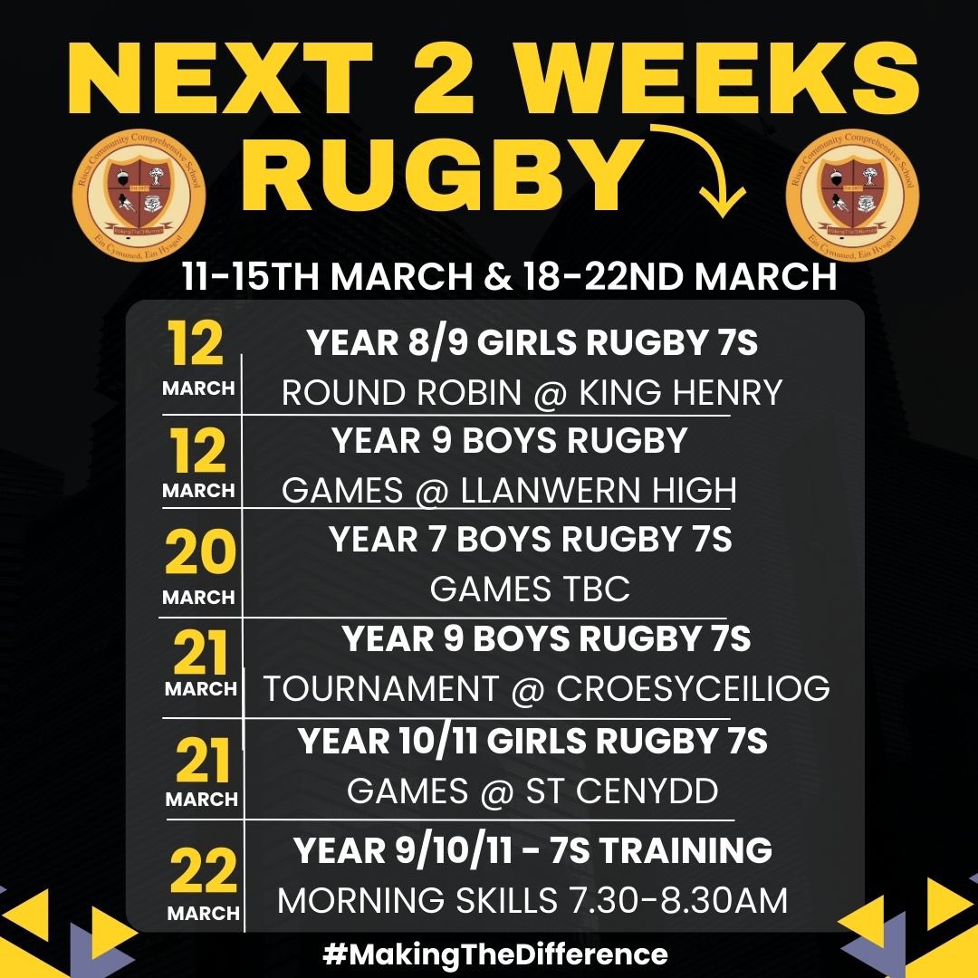 𝐍𝐄𝐗𝐓2️⃣𝐖𝐄𝐄𝐊𝐒 💥

Here is how 🏉 looks over the last two weeks of this Half-Term⤵️

#WRUHUB | #MakingTheDifference