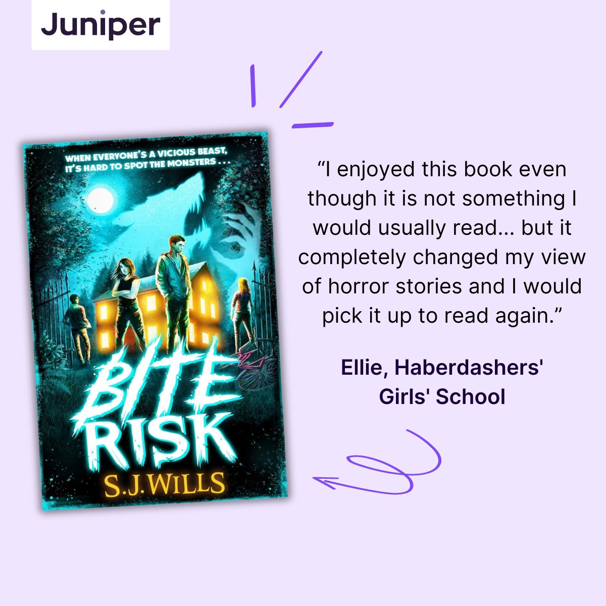 Ellie from Haberdashers' Girls' School reviews Bite Risk by S J Willis: 'It completely changed my view of horror stories.' #WorldBookDay #JuniperBookAwards