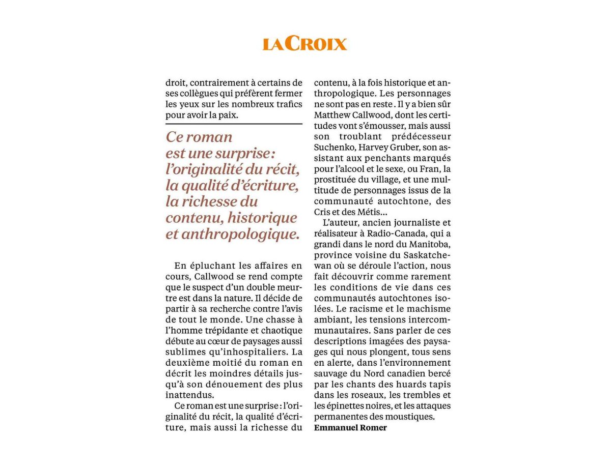 PressesdelaCite's tweet photo. « Ce roman est une surprise : l’originalité du récit, la qualité d’écriture, la richesse du contenu historique et anthropologique. » Emmanuel Romer @LaCroix 

Le dernier roman de Ronald Lavallée est disponible en librairie 📚 https://t.co/VKZxzXmEa9