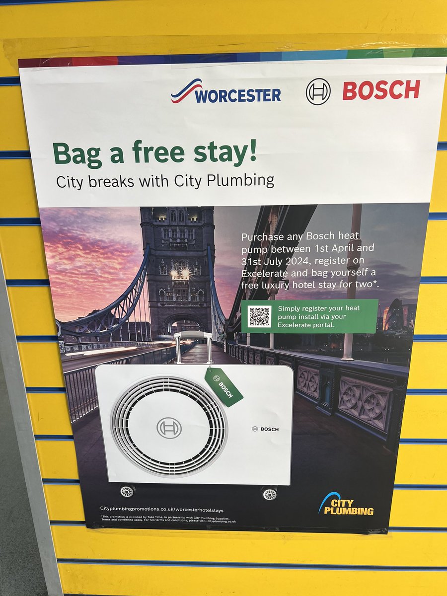 Boiler installers. Get in the cool gang and get into heat pumps or miss out 🙂
Great promotion from <a href="/CityPlumbingUK/">City Plumbing UK</a> and <a href="/WorcesterBosch/">Worcester Bosch Professional</a> 👏
