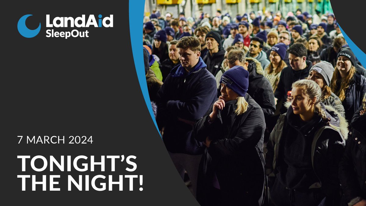 Tonight’s the night! Let the #LandAidSleepOut commence! 📣 We can’t wait to welcome over 1300 supporters from across the property industry #EndYouthHomelessness! We look forward to seeing you all there. You can still support your colleagues taking part 🤝bit.ly/3v1eBUp