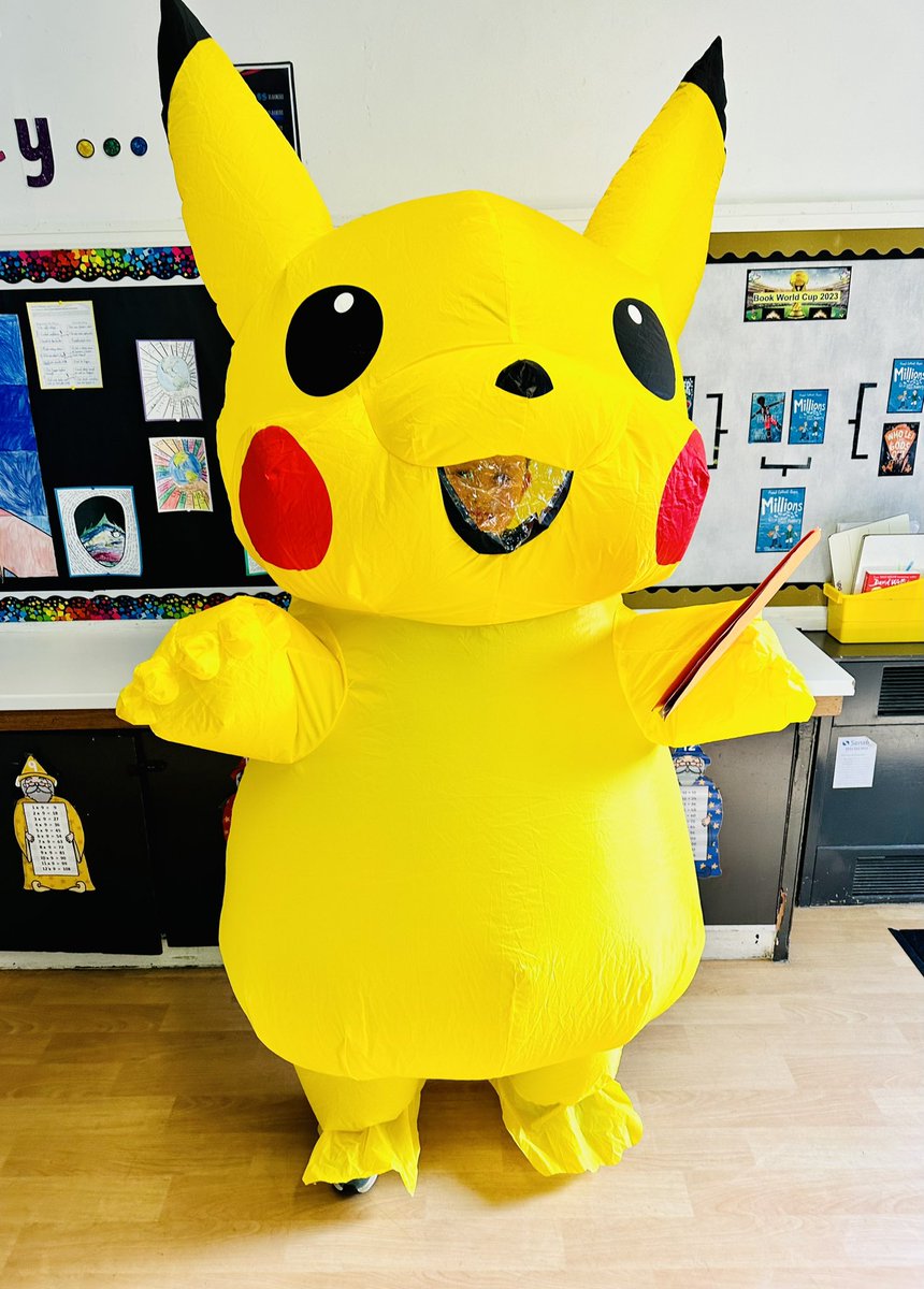 Thank you (and good luck) to this kind creature for volunteering to take our register all the way to the school office 📚💫! #WorldBookDay2024 #gottacatchthemall
